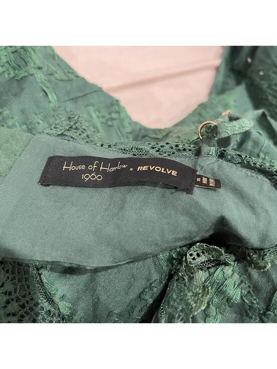 House of Harlow 1960 x REVOLVE Siena Jumpsuit Emerald Green Jacquard Lace XS - Picture 5 of 7